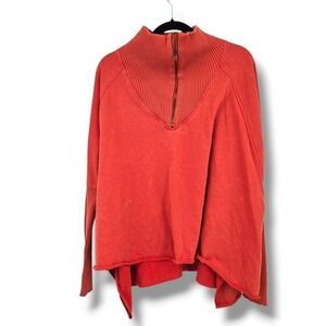 Urban Daizy‎ Pullover Poncho Cowl Neck Half Zip Raw Hem Top Size M